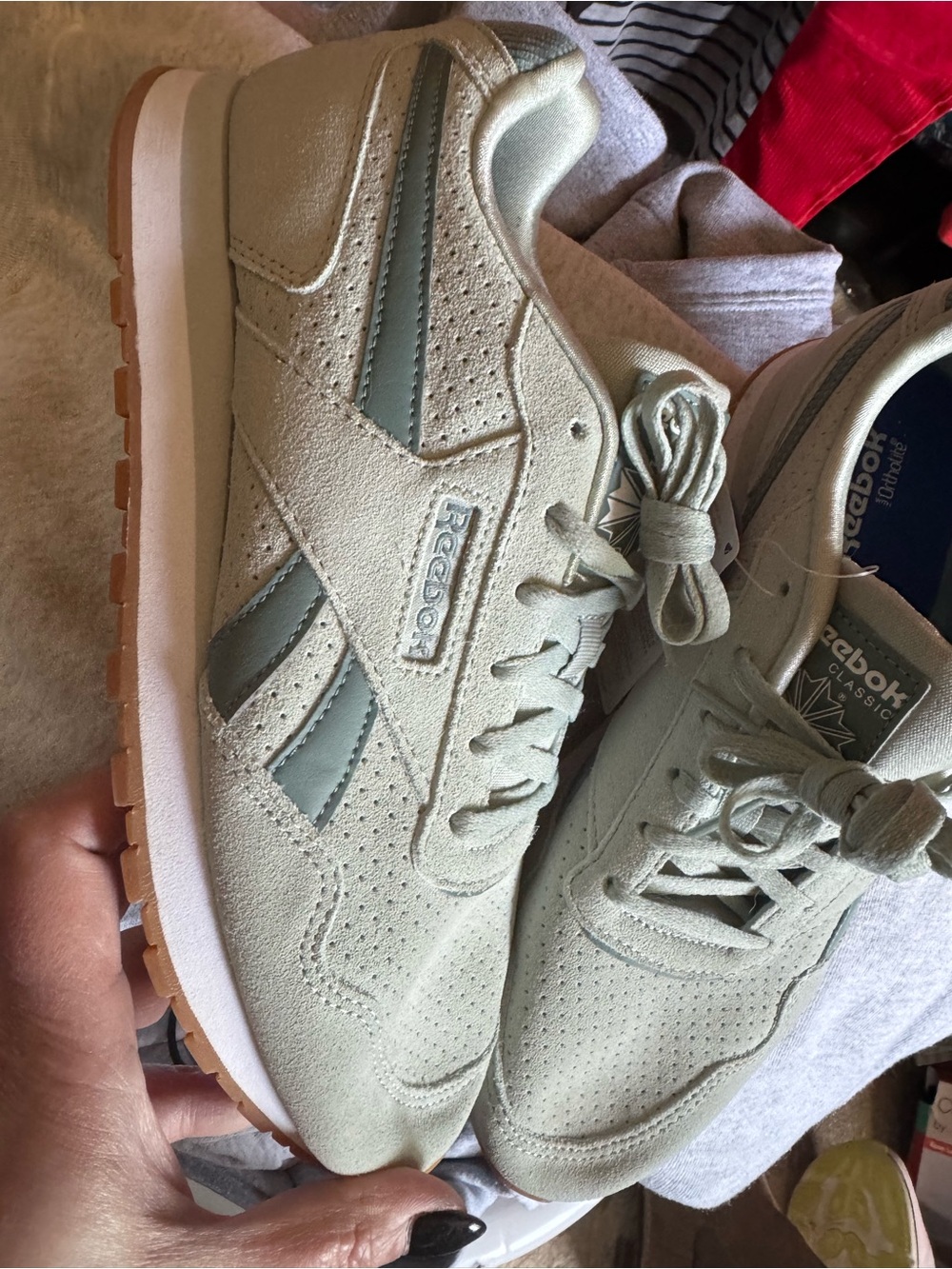 Reebok Classic Women’s Suede Sneakers in Light Gray - Picture 2 of 4